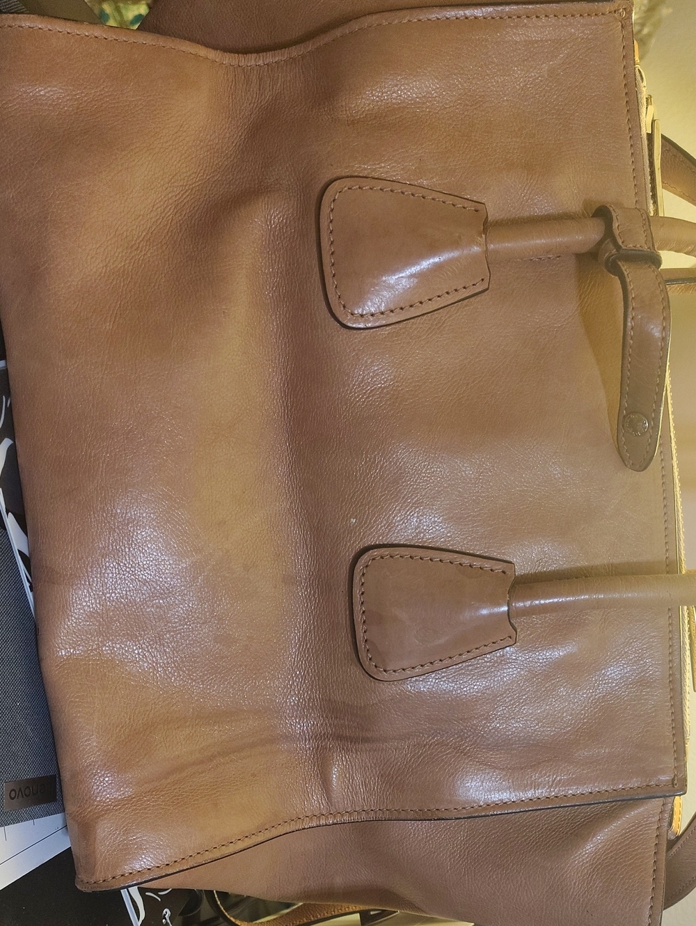 Prada Caramel Leather Tote with Double Top Handles - Picture 6 of 11
